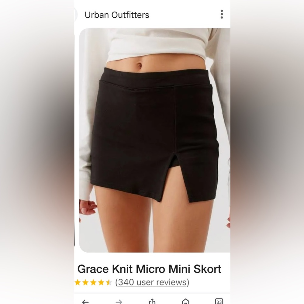 Urban Outfitters Grace knit Micro mini skirt, blue pinstripe, size small.